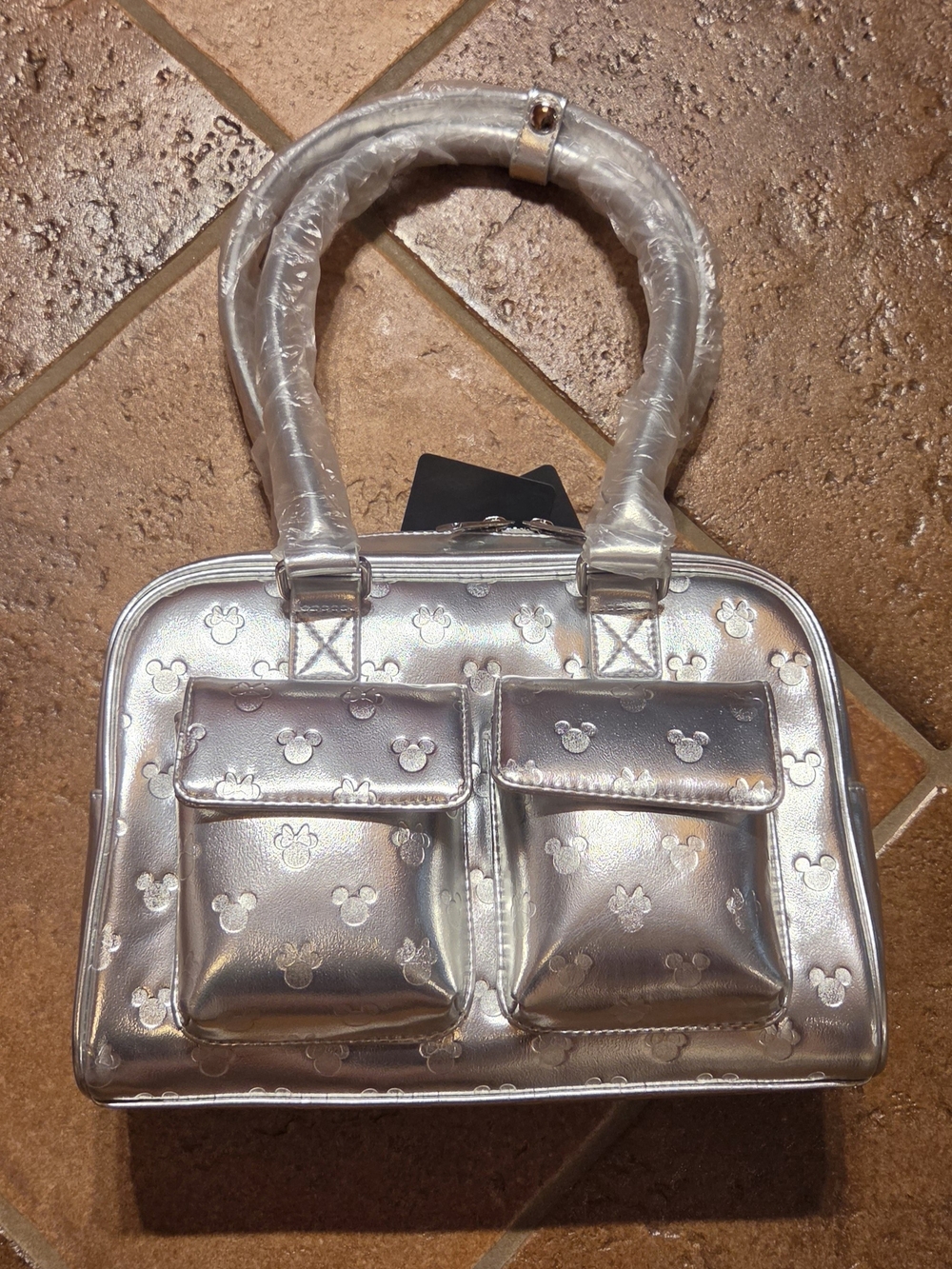 Loungefly Disney Mickey & Minnie Silver Metallic Purse